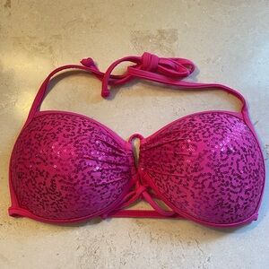 💕Venus Sequined Pink Bikini Top